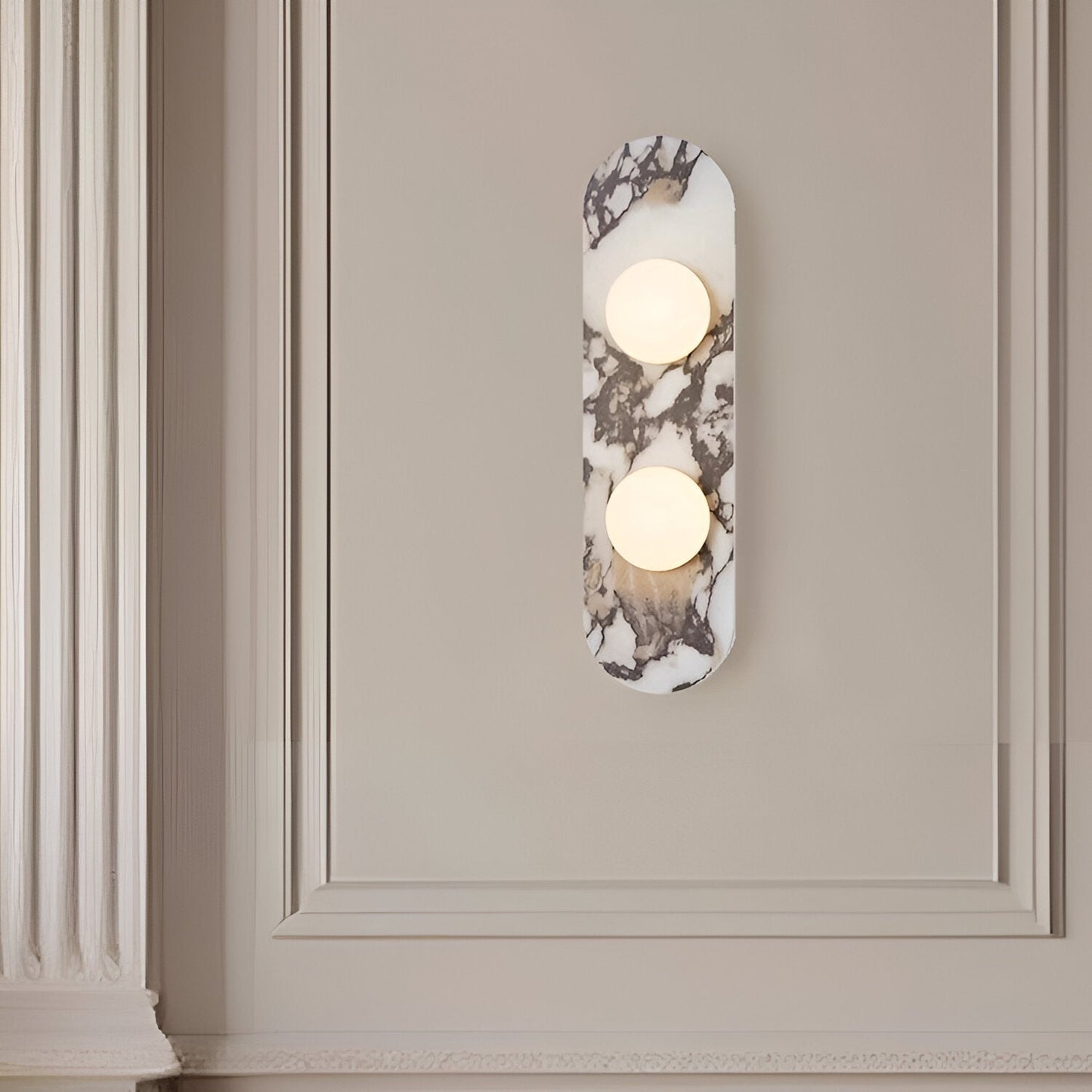 Modern vägglampa i marmor med runda glaskupor för vardagsrum sovrum hall