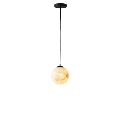 Exklusiv Marmorpendel i Koppar – Rund LED Taklampa för Matsal och Sovrum