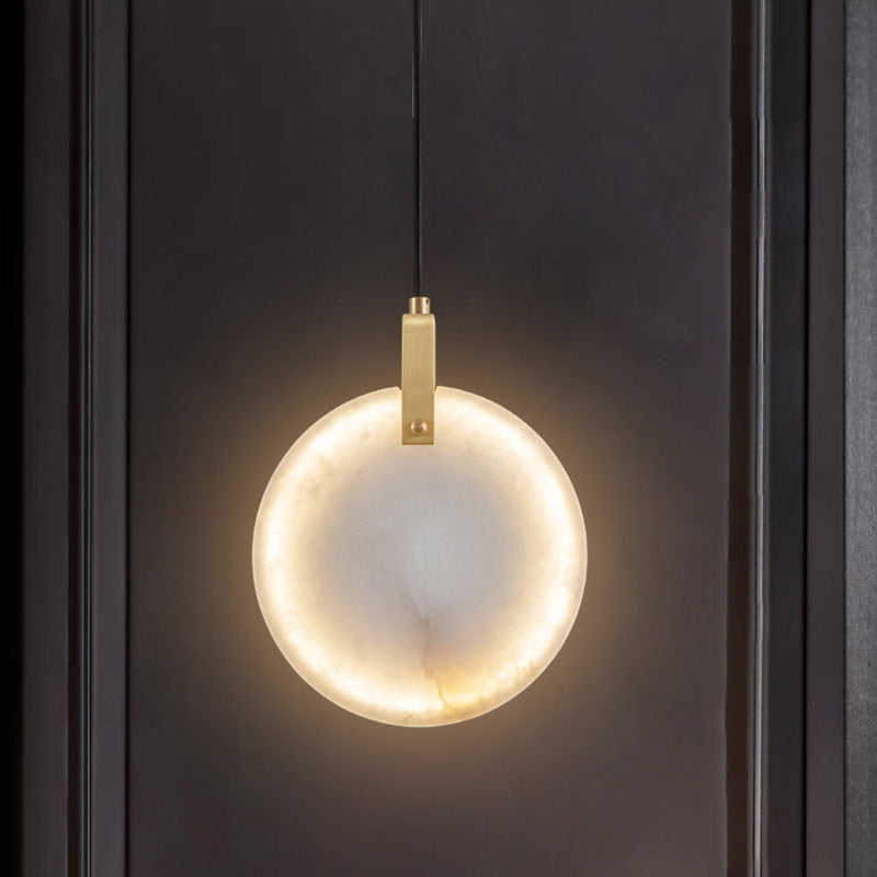 Modern LED pendellampa i naturlig marmor och mässing för sovrum matsal hall