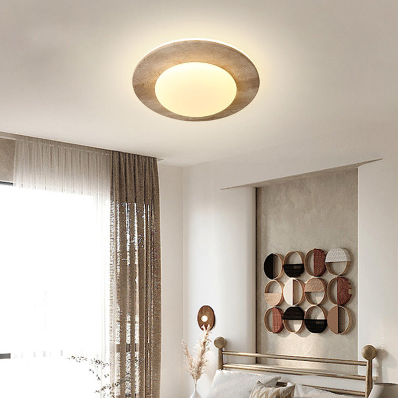 Travertin Taklampa i Nordisk Stil – Elegant LED Plafond med Marmorfinish för Inomhusbelysning