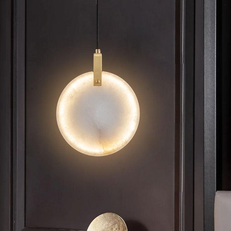 Modern LED pendellampa i naturlig marmor och mässing för sovrum matsal hall