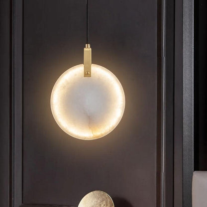Modern LED pendellampa i naturlig marmor och mässing för sovrum matsal hall