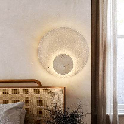 Modern cirkulär LED vägglampa i akryl och sten för sovrum hall vardagsrum
