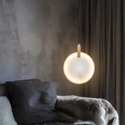 Modern LED pendellampa i naturlig marmor och mässing för sovrum matsal hall
