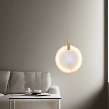 Modern LED pendellampa i naturlig marmor och mässing för sovrum matsal hall