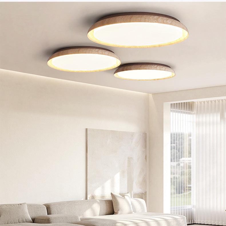 Travertin Taklampa i Japansk Wabi-Sabi Stil – Modern Retro Plafond i Marmor med Dimbart LED-ljus