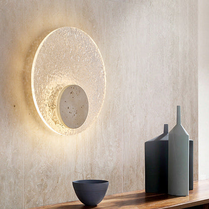 Modern cirkulär LED vägglampa i akryl och sten för sovrum hall vardagsrum