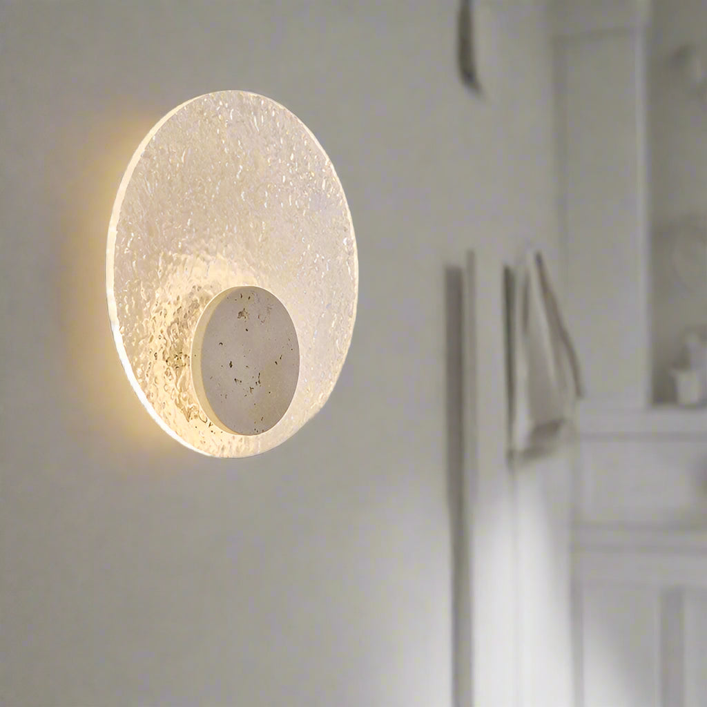 Modern cirkulär LED vägglampa i akryl och sten för sovrum hall vardagsrum