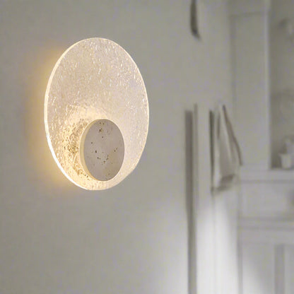 Modern cirkulär LED vägglampa i akryl och sten för sovrum hall vardagsrum