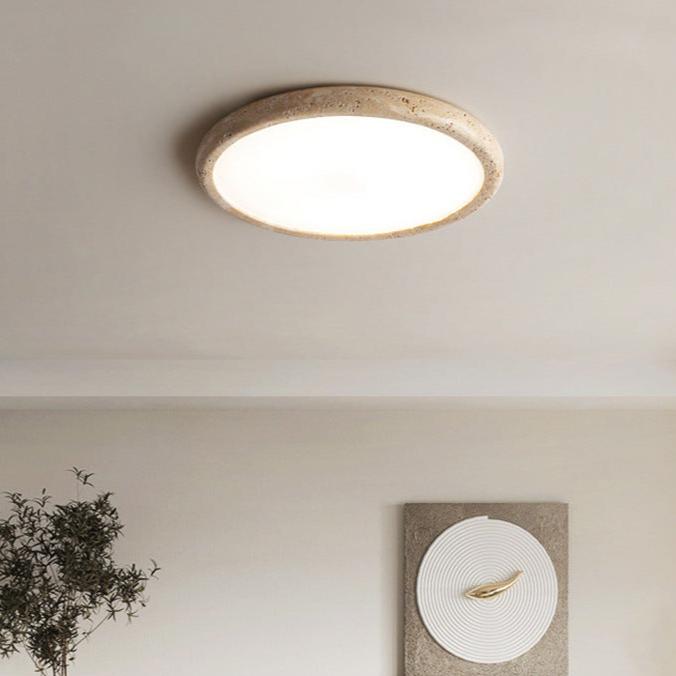 Travertin Taklampa i Japansk Wabi-Sabi Stil – Modern LED Plafond i Marmor för Inomhusbelysning
