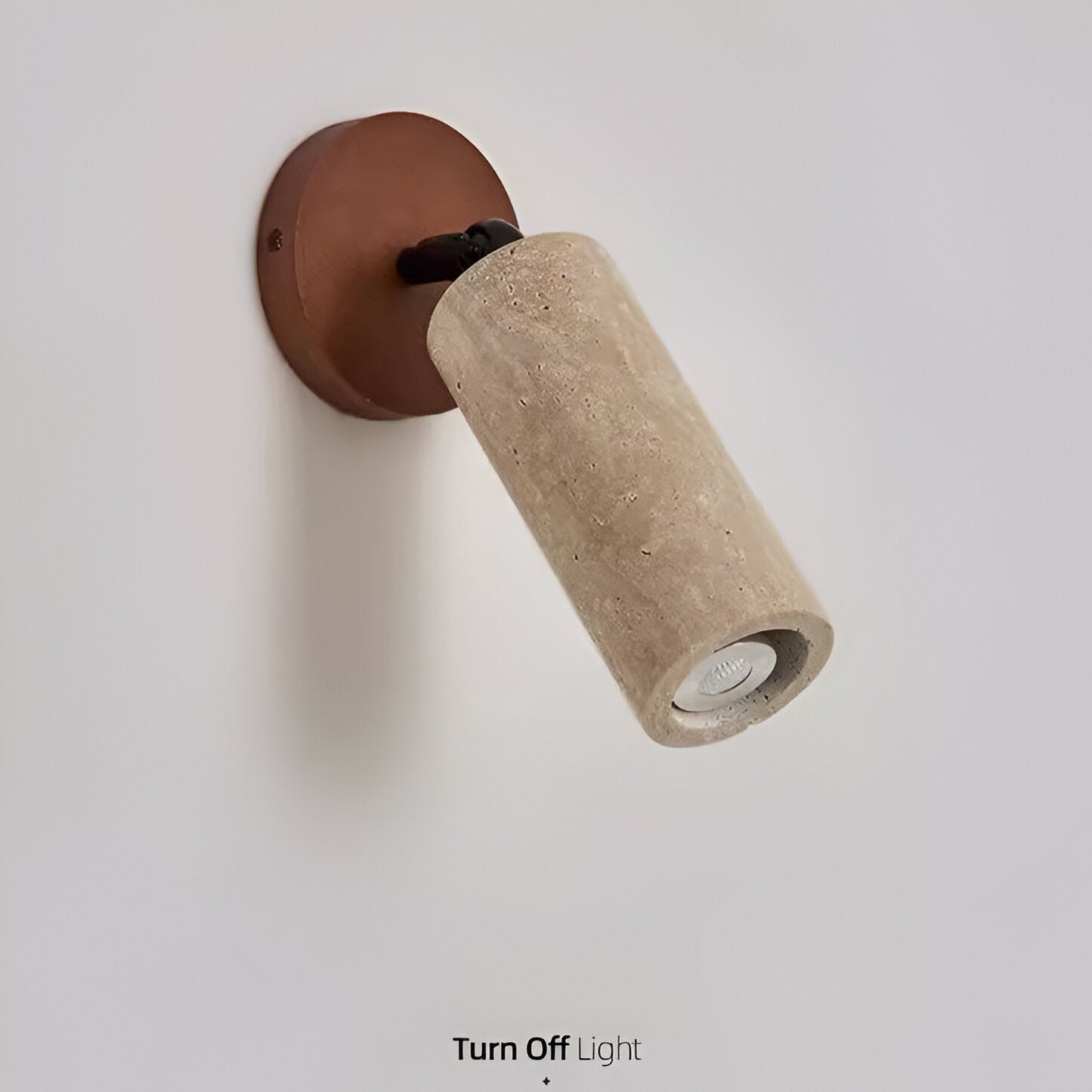 Justerbar Vägglampa i Travertin och Trä – Retro LED Lampa med Naturlig Design för Vägg eller Tak