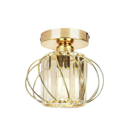 Retro Modern Taklampa i Metall – Lantern Plafond i Svart eller Guld med Akryldetaljer