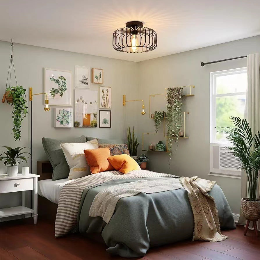 Industriell Taklampa i Metall – Birdcage Plafond i Modern Retrodesign för Matsal och Korridor