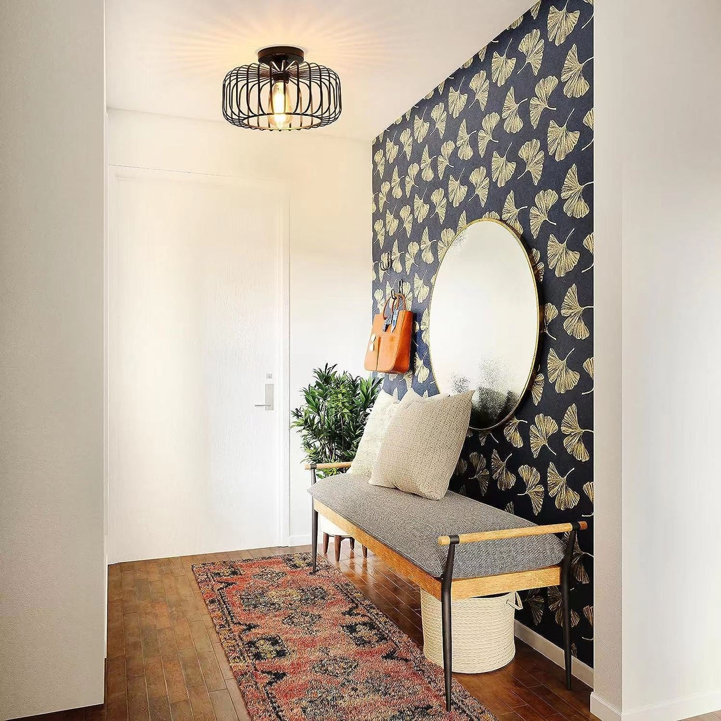 Industriell Taklampa i Metall – Birdcage Plafond i Modern Retrodesign för Matsal och Korridor