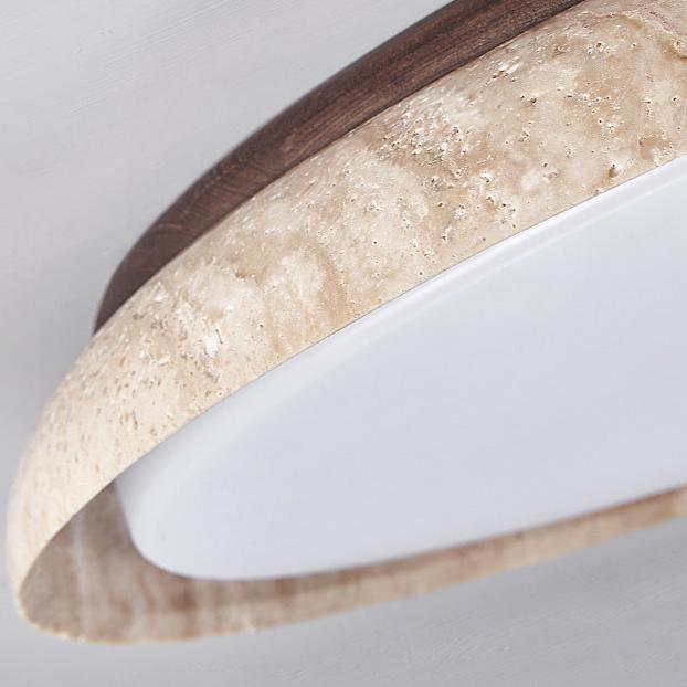 Travertin Taklampa i Japansk Wabi-Sabi Stil – Modern Retro Plafond i Marmor med Dimbart LED-ljus