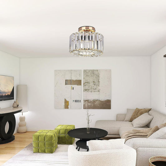Elegant Kristall Taklampa – Modern Flush Mount Plafond för Inomhusbelysning