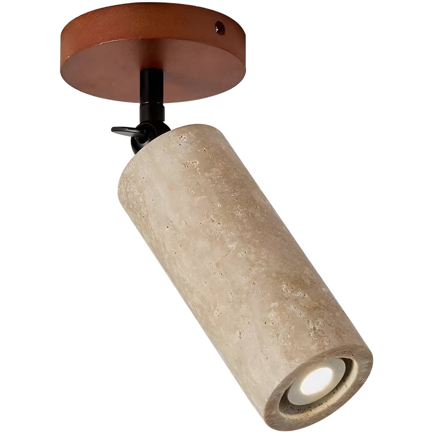 Justerbar Vägglampa i Travertin och Trä – Retro LED Lampa med Naturlig Design för Vägg eller Tak