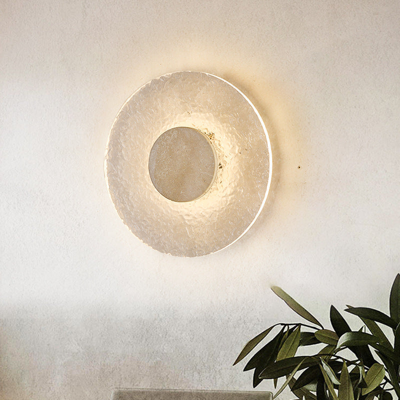 Modern cirkulär LED vägglampa i akryl och sten för sovrum hall vardagsrum