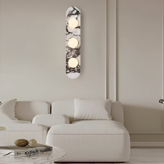Modern vägglampa i marmor med runda glaskupor för vardagsrum sovrum hall