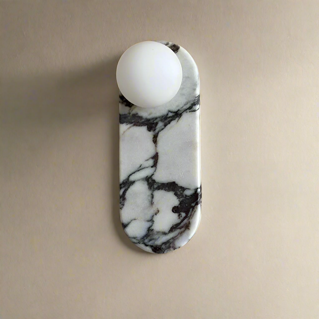 Modern vägglampa i marmor med runda glaskupor för vardagsrum sovrum hall