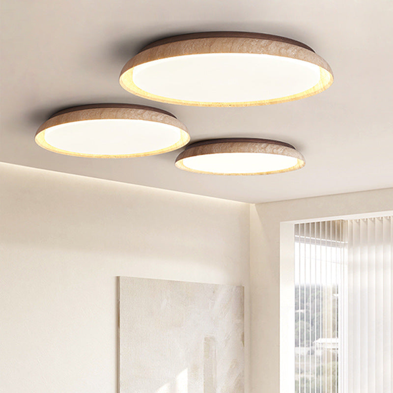 Travertin Taklampa i Japansk Wabi-Sabi Stil – Modern Retro Plafond i Marmor med Dimbart LED-ljus