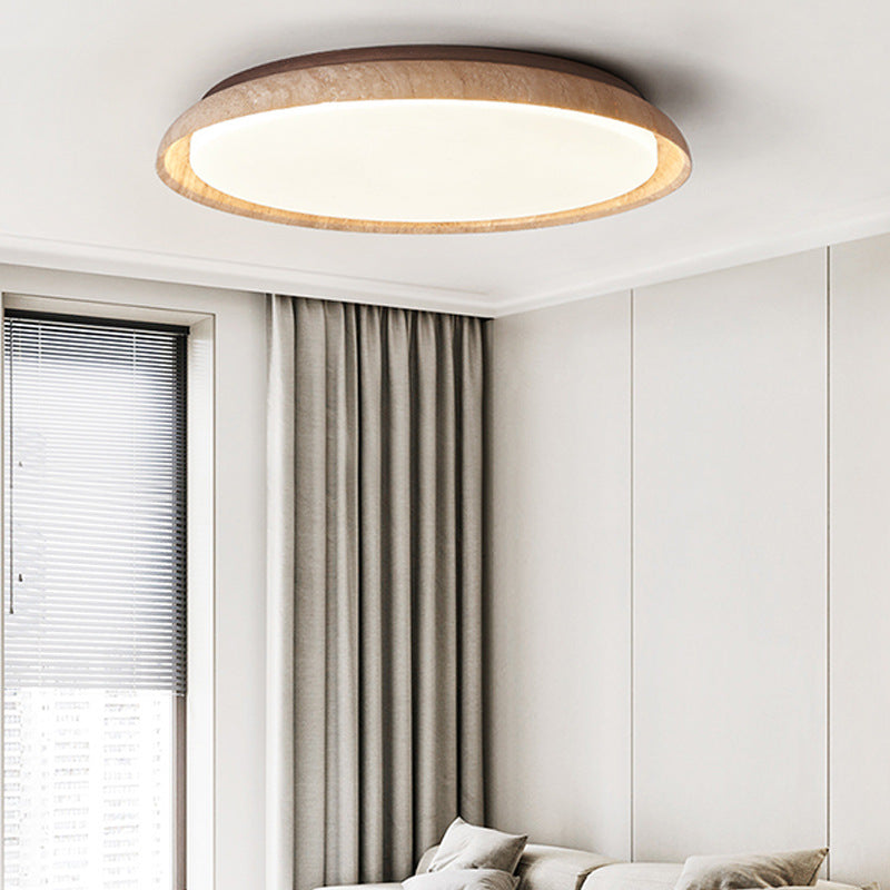 Travertin Taklampa i Japansk Wabi-Sabi Stil – Modern Retro Plafond i Marmor med Dimbart LED-ljus