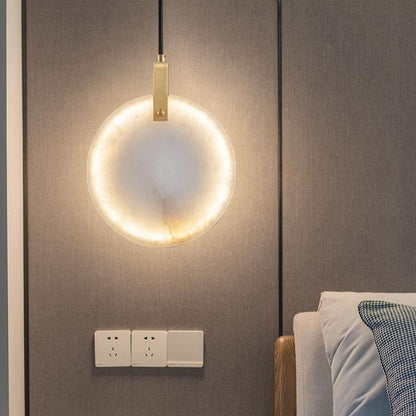 Modern LED pendellampa i naturlig marmor och mässing för sovrum matsal hall