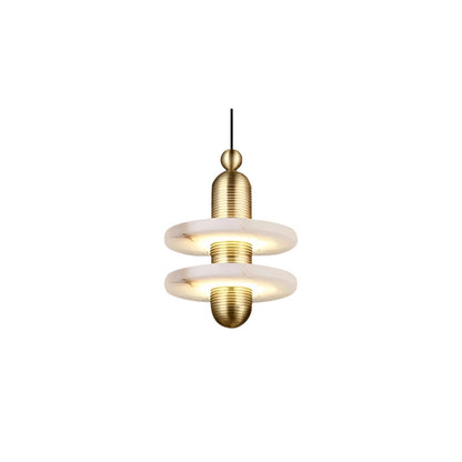 Modern alabaster taklampa i järn och marmorimitation med justerbar höjd
