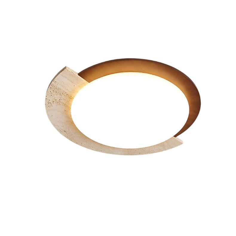 Modern Geometrisk LED Taklampa i Trä och Marmor – Retro Plafond för Inomhusbelysning