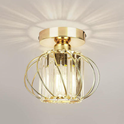 Retro Modern Taklampa i Metall – Lantern Plafond i Svart eller Guld med Akryldetaljer