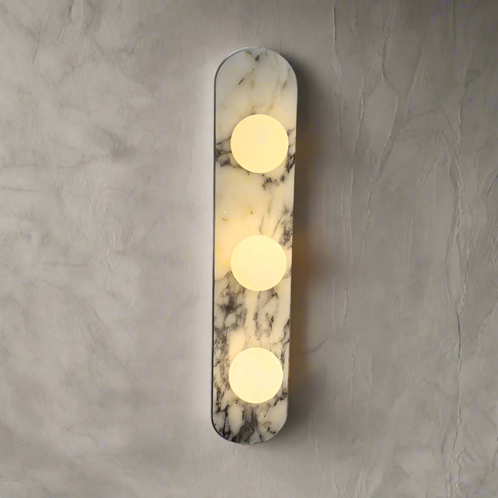 Modern vägglampa i marmor med runda glaskupor för vardagsrum sovrum hall