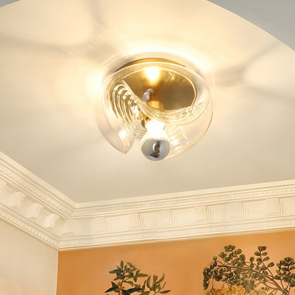 Bauhaus Taklampa i Fransk Vintage Stil – Mässingsfärgad Glasplafond för Kök, Sovrum och Matsal