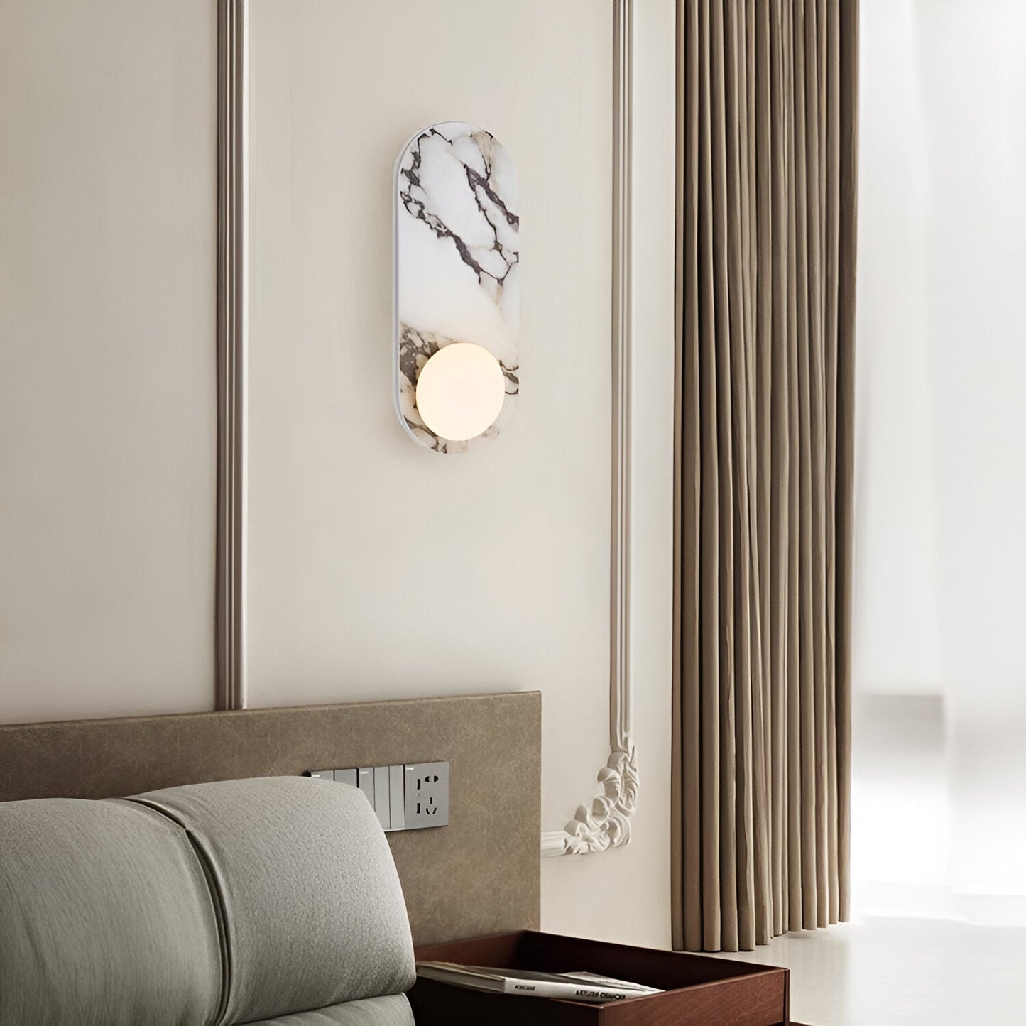 Modern vägglampa i marmor med runda glaskupor för vardagsrum sovrum hall