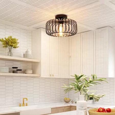 Industriell Taklampa i Metall – Birdcage Plafond i Modern Retrodesign för Matsal och Korridor