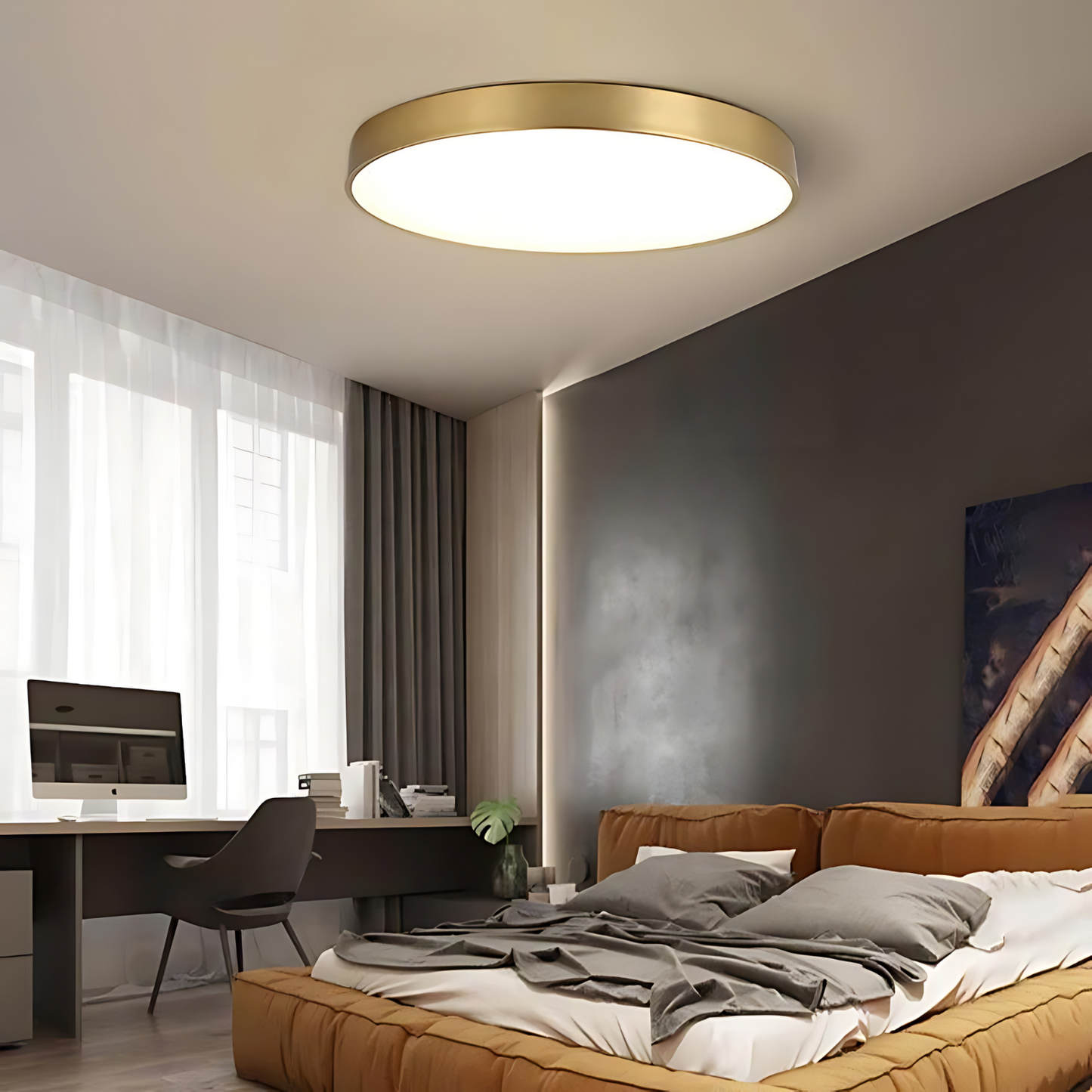 Modern Ringformad LED Taklampa i Metall och Akryl – Elegant Plafond för Inomhusbelysning