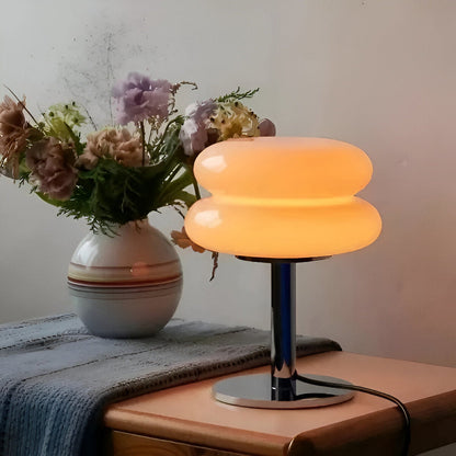 Färgglad glas bordslampa med varm LED belysning och modern design för vardagsrum sovrum och kontor