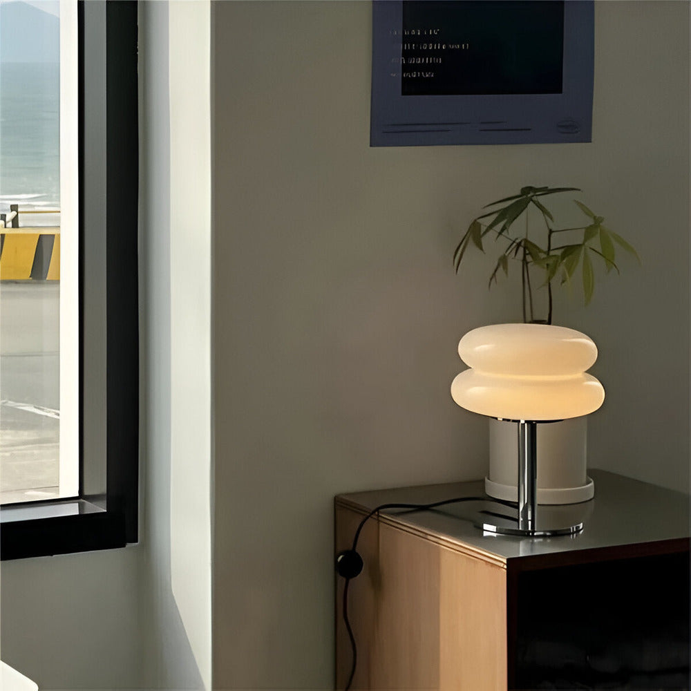Färgglad glas bordslampa med varm LED belysning och modern design för vardagsrum sovrum och kontor