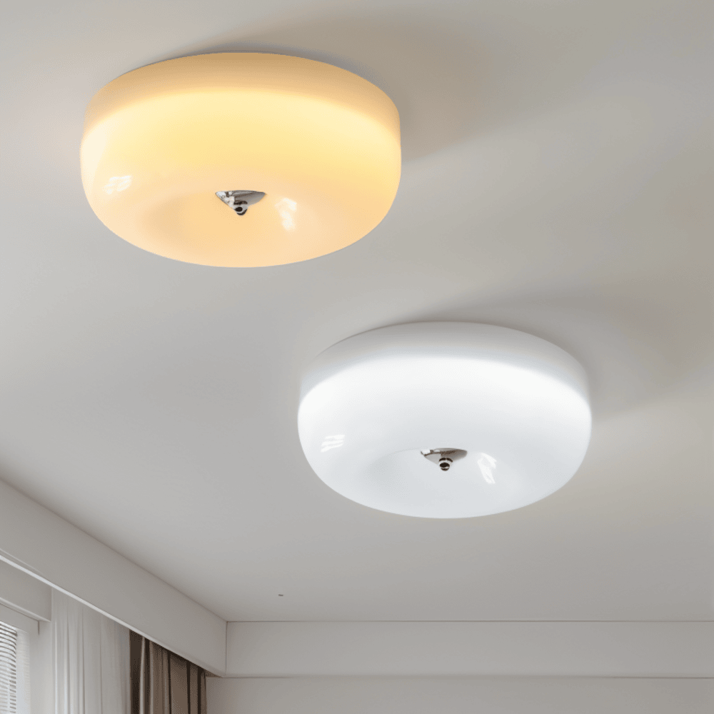Rund taklampa med mjuk modern design och varm LED belysning för vardagsrum sovrum och hall