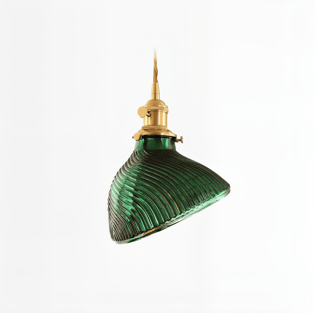 Grön glas pendellampa med nordisk design och mjukt ljus för kök vardagsrum och sovrum