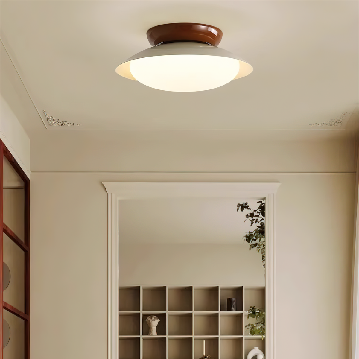 Modern taklampa i metall med retrodesign – LED plafond i mid-century stil för vardagsrum, sovrum och hall