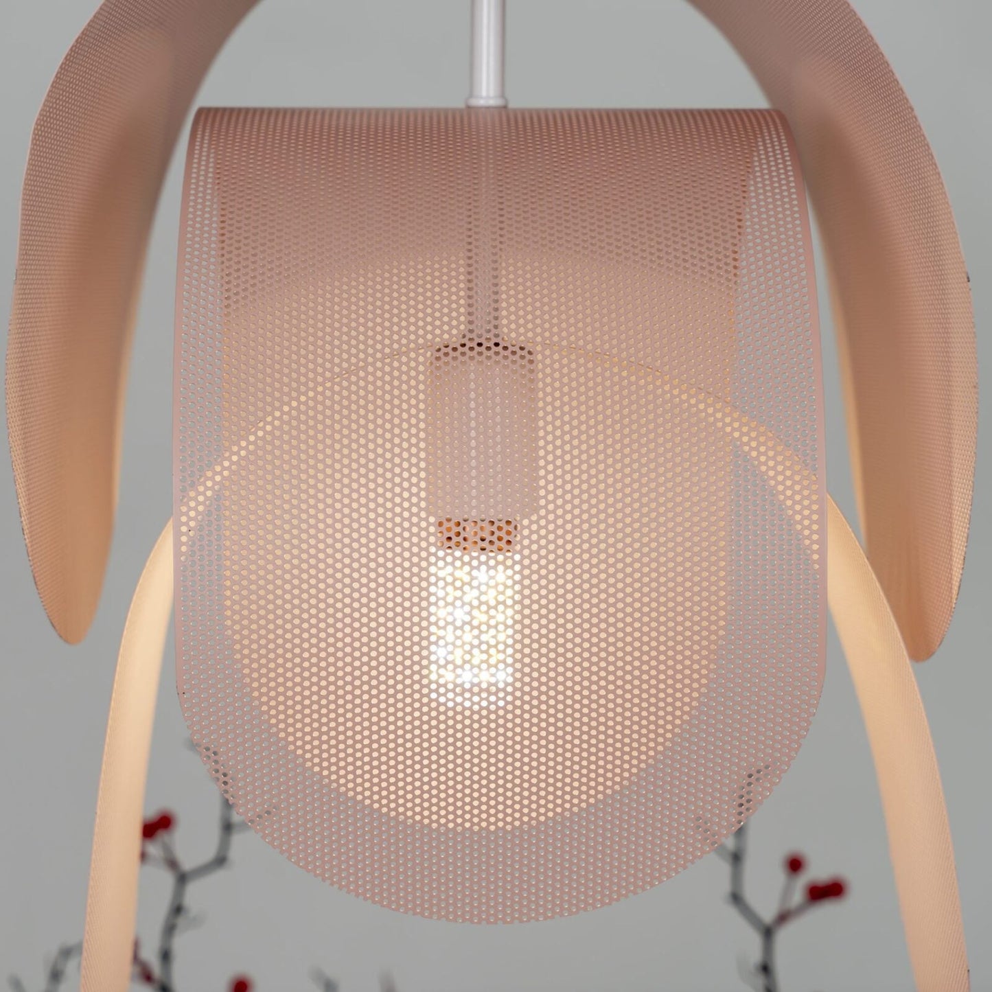 Modern perforerad metallpendel i rosa för kök matsal vardagsrum och sovrum