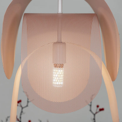 Modern perforerad metallpendel i rosa för kök matsal vardagsrum och sovrum