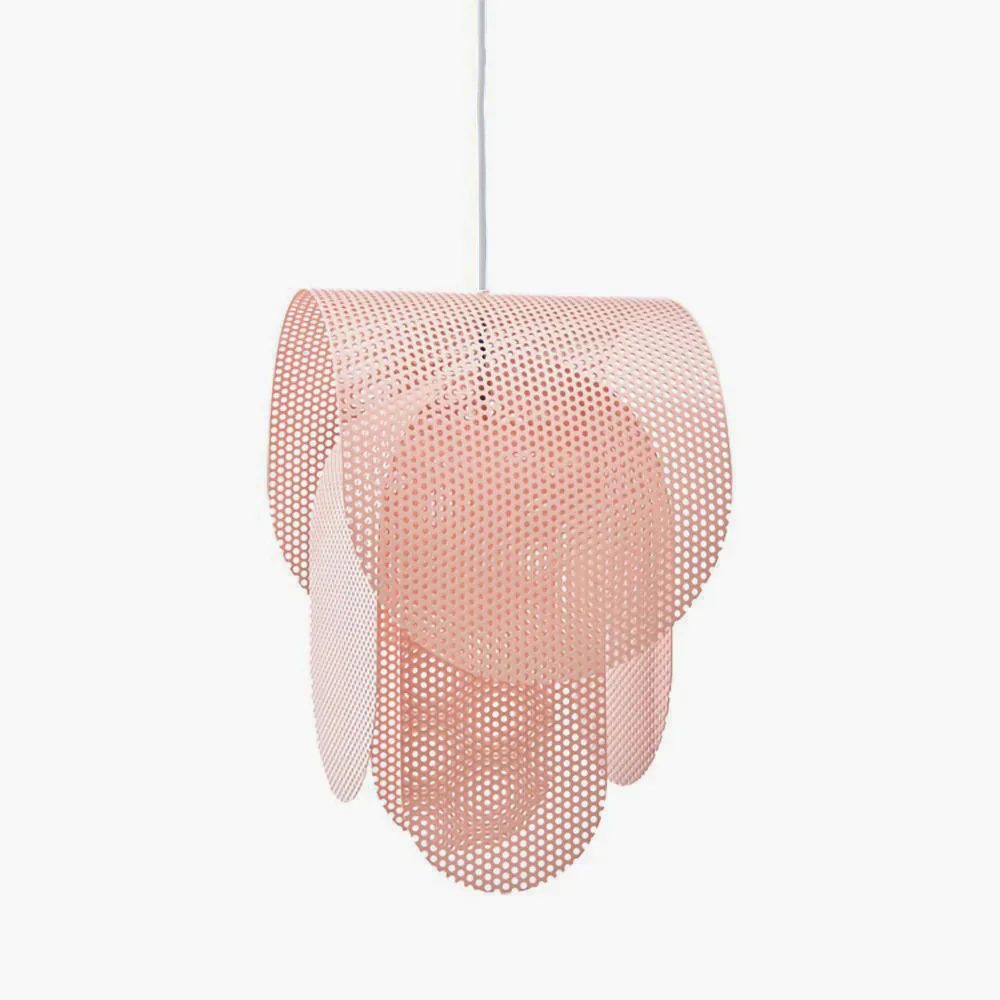 Modern perforerad metallpendel i rosa för kök matsal vardagsrum och sovrum