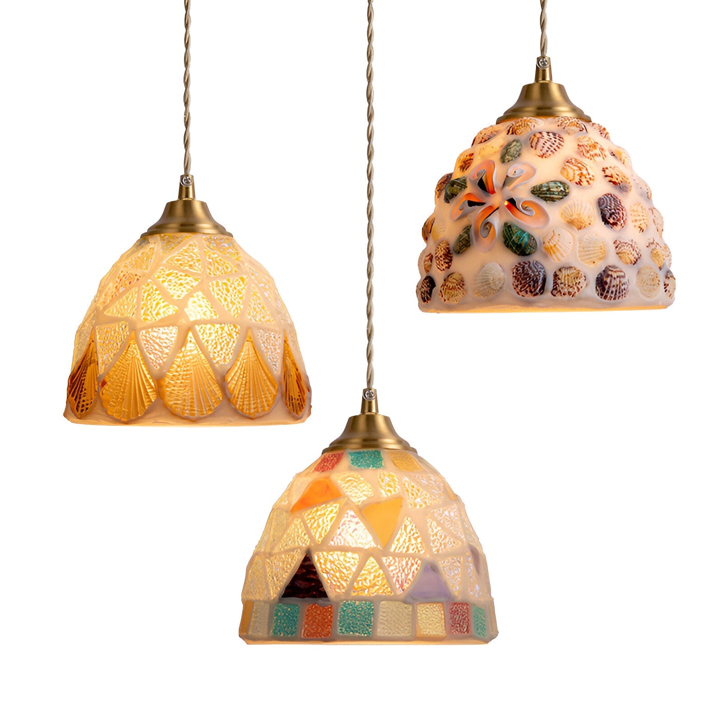 Färgglad mosaikpendel i glas för restaurang, sovrum och japansk inredning