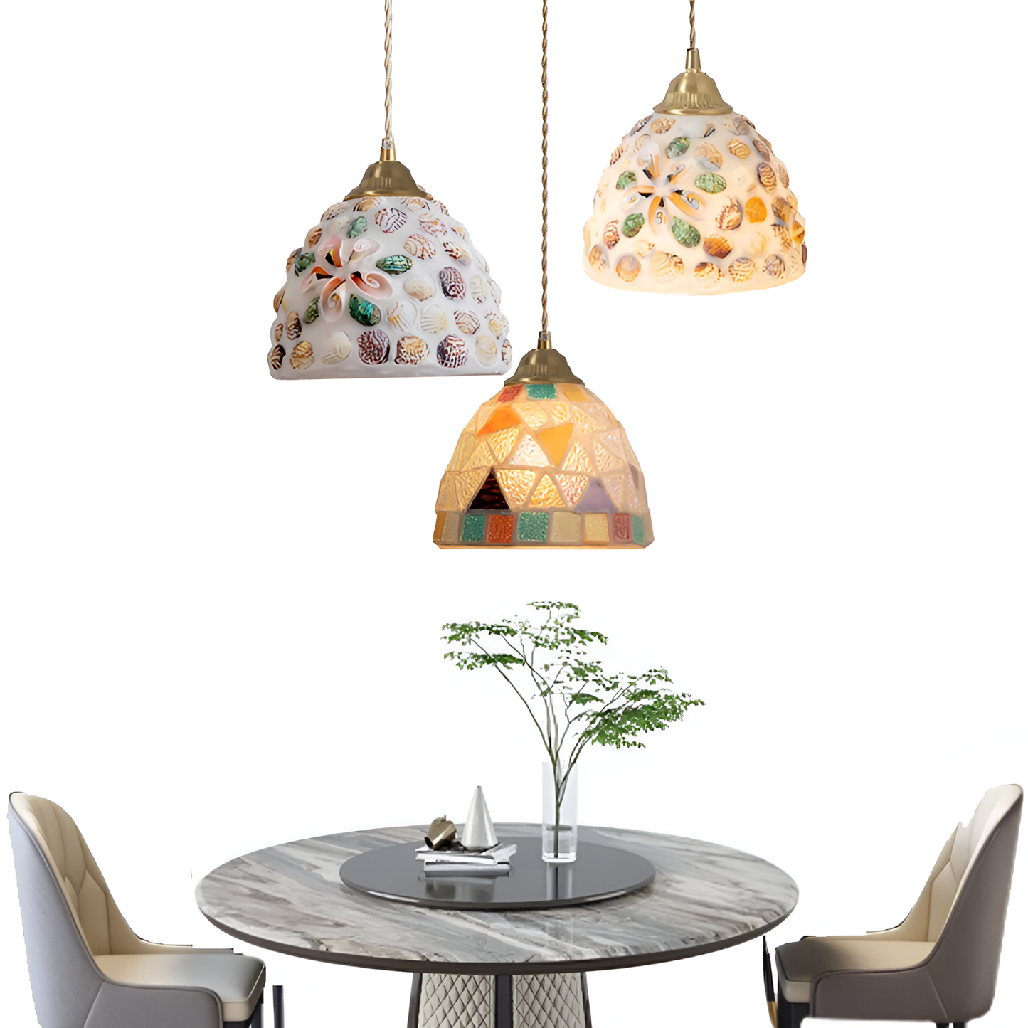 Färgglad mosaikpendel i glas för restaurang, sovrum och japansk inredning