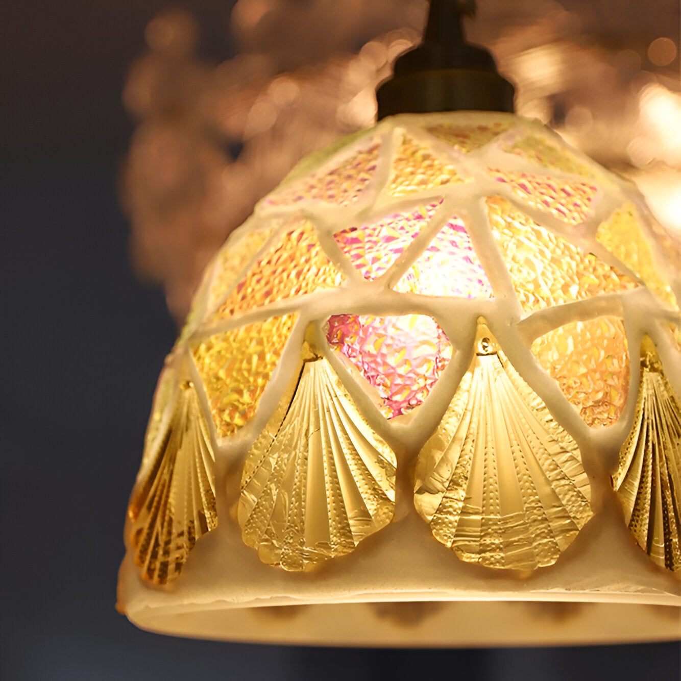 Färgglad mosaikpendel i glas för restaurang, sovrum och japansk inredning