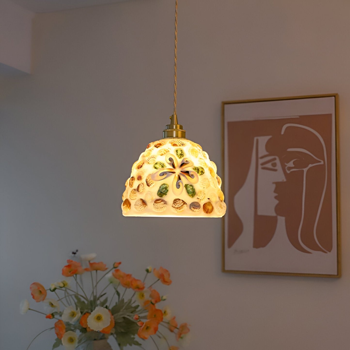 Färgglad mosaikpendel i glas för restaurang, sovrum och japansk inredning