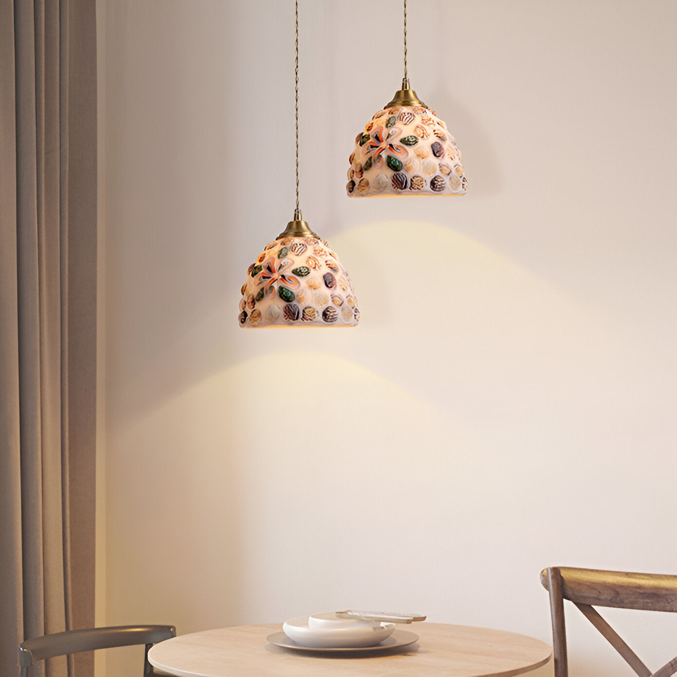 Färgglad mosaikpendel i glas för restaurang, sovrum och japansk inredning