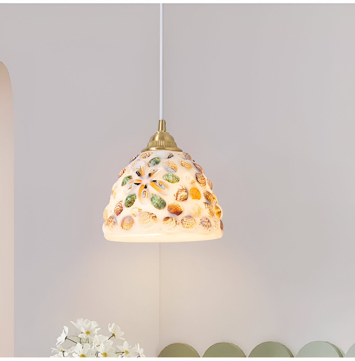 Färgglad mosaikpendel i glas för restaurang, sovrum och japansk inredning