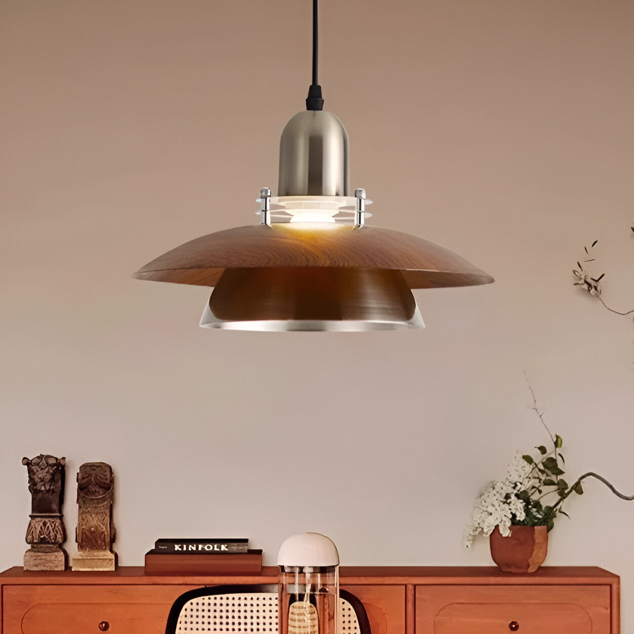 Retro pendellampa i smidesjärn med flygande tefat-design för matsal bar och vardagsrum